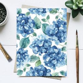 Hortensien-Blues | Wasserfarben-Blüten-Blumenmuste Postkarte