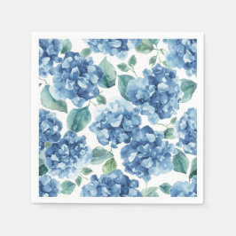 Hortensien-Blues | Wasserfarben-Blüten-Blumenmuste Serviette