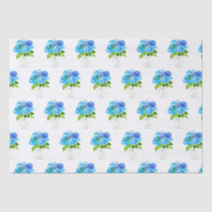 Hortensien-Blumen Blau Wasserfarbe Rustikal Seidenpapier