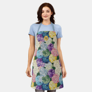 Hortensien-Blumen-Falsches-Buntglas-Monogramm Schürze
