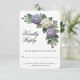 Hortensien-Blumen Hochzeit RSVP Karte