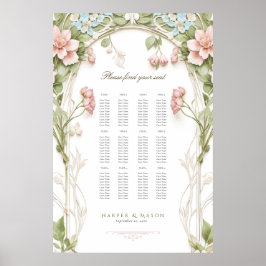 Hortensien-Blumen-Hochzeits-Sitzplan Poster