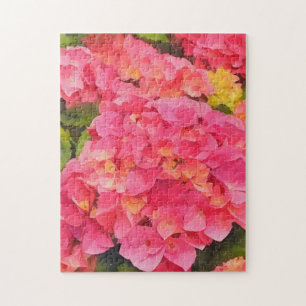 Hortensien-Blumen-Kunstpuzzle Puzzle