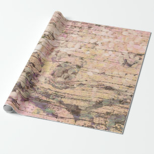Hortensien-Blumen-Sepia-Tan-Landhaus-Vintage-Holz Geschenkpapier