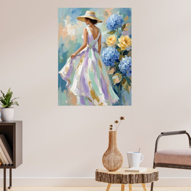 Hortensien-Blumenmode-Malerei Poster (Wohnzimmer 3)