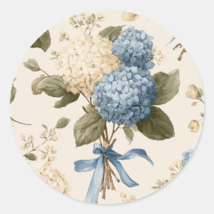 Hortensien-Blumenstrauß-Muster im Vintage-Stil Runder Aufkleber