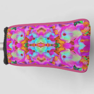 Hortensien-Blütenblätter in Aqua-Magenta und Orang Golf Headcover