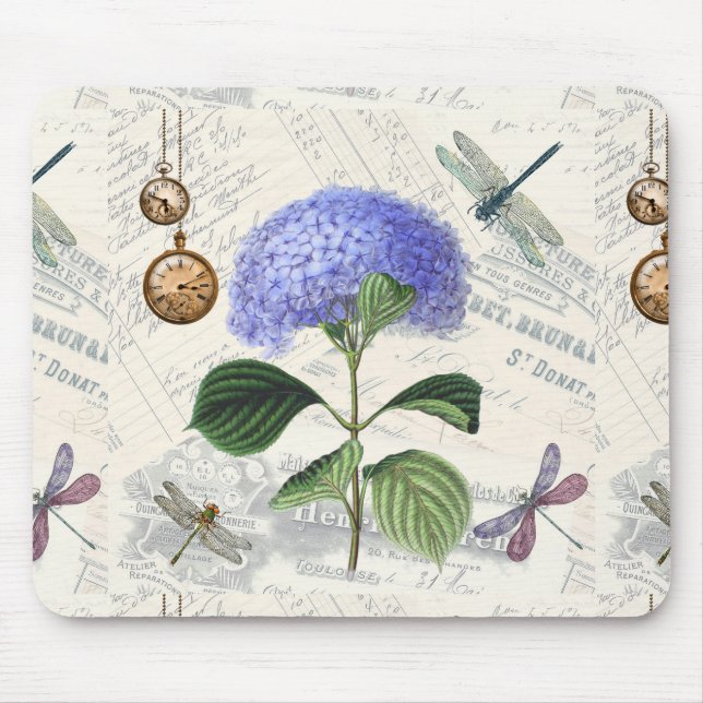 Hortensien-Collage Mousepad (Vorne)