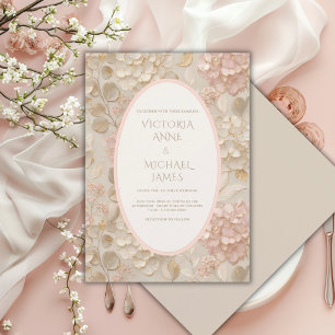 Hortensien Floral Gold Vintage Hochzeit Einladung