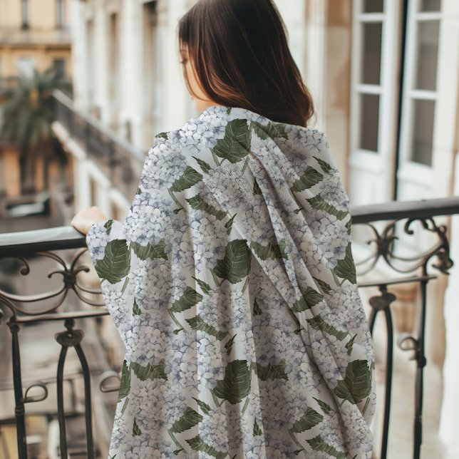Hortensien-Garten-Monogramm  Fleecedecke (Hydrangea Fleece Blanket)