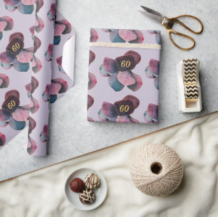 Hortensien-Geschenk in Gold, Blau, Lavendel und Pu Geschenkpapier