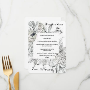 Hortensien Hochzeitsmenükarte im Flachformat Menükarte