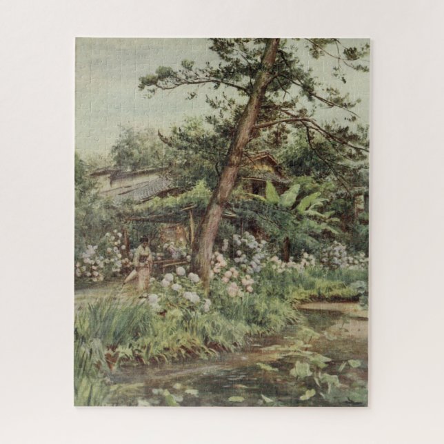 Hortensien im Teegarten in Nichi Otani Puzzle (Vertikal)