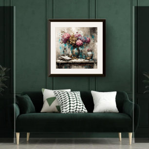Hortensien Stillleben - Druck Poster