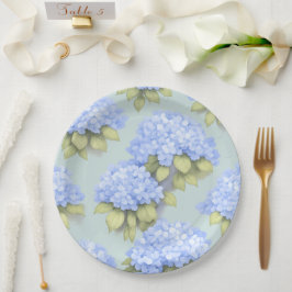 Hortensien-Teller | Enteneiblau Florale Party Pappteller