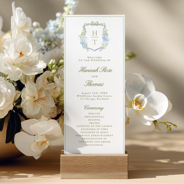 Hortensien-Wappen-Hochzeitsprogrammkarte Einladung (Von Creator hochgeladen)