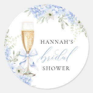 Hortensienblaue Florale Hochzeitsdusche Runder Aufkleber