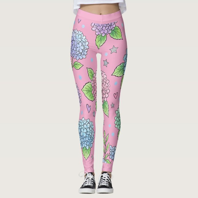 Hortensienblüte Leggings (Vorderseite)