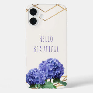 Hortensienblüten & Gold Eleganter Glam Persönlich iPhone 16 Plus Hülle