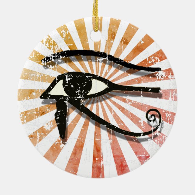 Horus ägyptisches Symbol Retro Sun Keramik Ornament (Hinten)