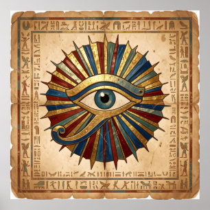 Horus-Auge mit ägyptischen Hieroglyphen Spirituali Poster