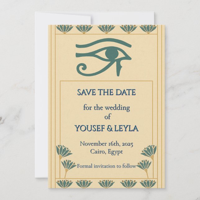 Horus Lotus Gold Save the Date Einladung (Vorderseite)