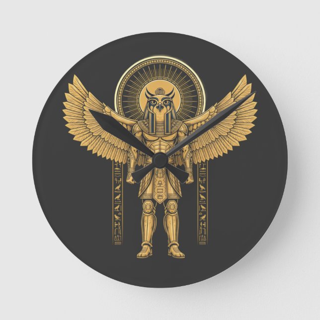 Horus mit Sonnenscheibe Runde Wanduhr (Vorderseite)
