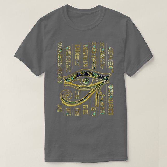 Horusauge ägyptischer Schriftzeichen Gold und Ma T-Shirt (Design vorne)