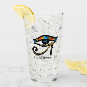 Horusauge auf Papyrus, ägyptische Hieroglyphen Glas