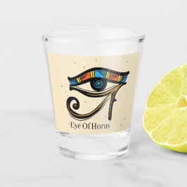 Horusauge auf Papyrus, ägyptische Hieroglyphen Schnapsglas