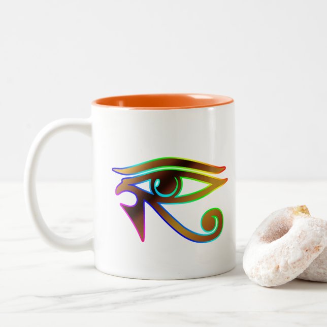 Horusmediationsenthusiast Ägyptischer Zweifarbige Tasse (Mit Donut)