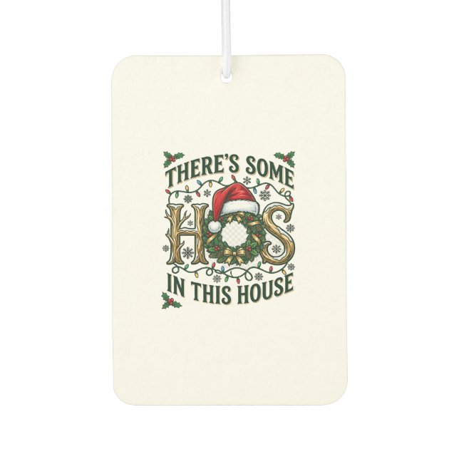 Hos Haus Weihnachtskranz Weihnachtsmann Hut Lichte Autolufterfrischer (Vorderseite)