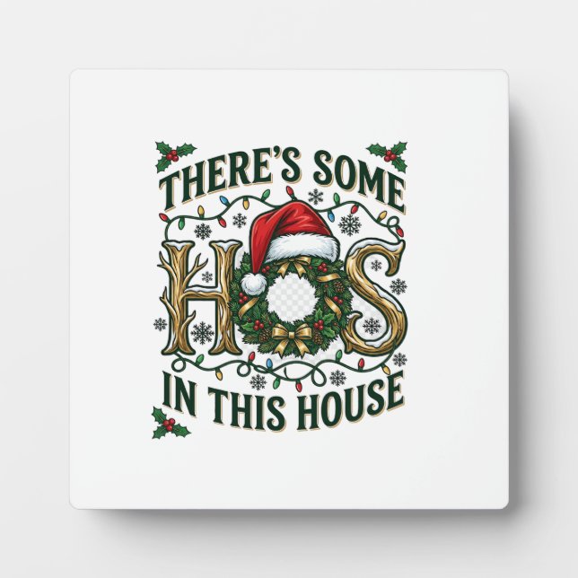 Hos Haus Weihnachtskranz Weihnachtsmann Hut Lichte Fotoplatte (Vorderseite)