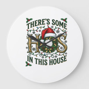 Hos Haus Weihnachtskranz Weihnachtsmann Hut Lichte Große Wanduhr