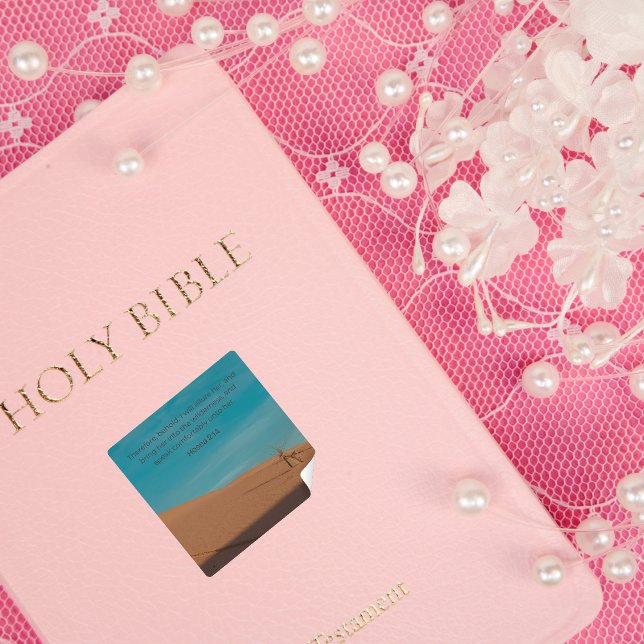 Hosea 2:14 KJV – Desert Faith Collection Quadratischer Aufkleber (Von Creator hochgeladen)