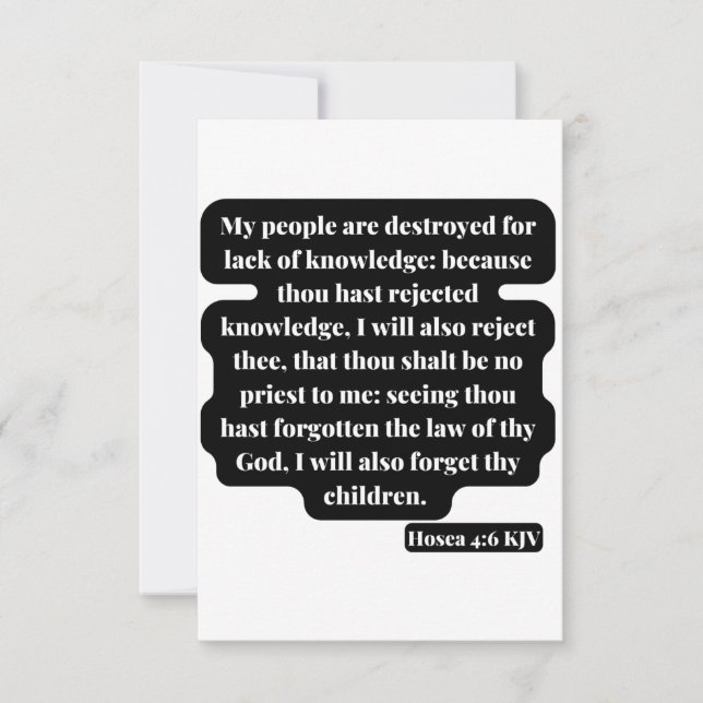 Hosea 4:6 Bible Scripting Grußkarte Karte (Vorderseite)