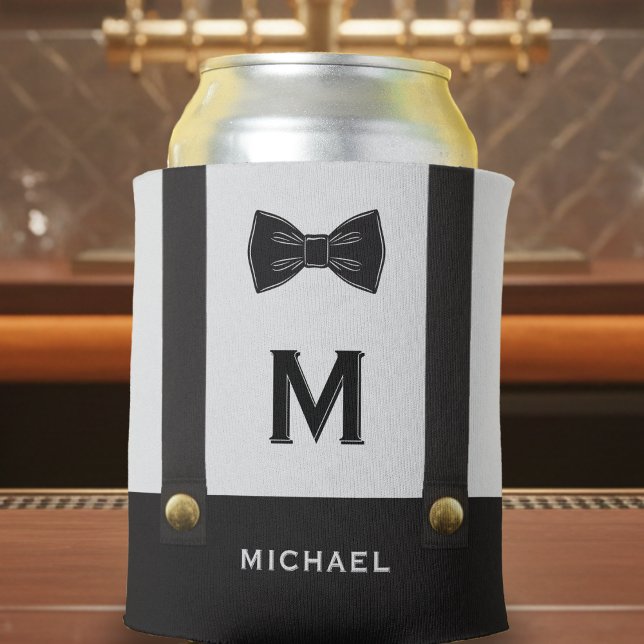 Hosenträger & Fliege Name Monogramm Hochzeit Dosenkühler (Von Creator hochgeladen)
