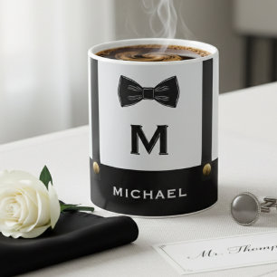 Hosenträger & Fliege Name Monogramm Junge Kaffeetasse