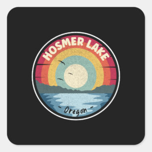 Hosmer Lake Oregon Farbenfrohe Szene Quadratischer Aufkleber