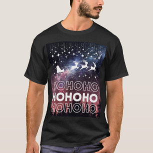 Hospho Santa Claus Reindeers Red Starry Sky T-Shirt