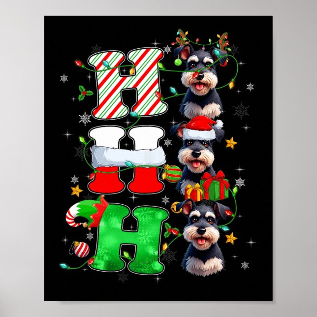 Hospho Schnauzer Dog Santa Elf Hat Reindeer Christ Poster (Vorne)