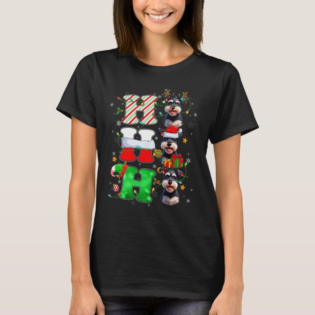 Hospho Schnauzer Dog Santa Elf Hat Reindeer Christ T-Shirt (Vorderseite)