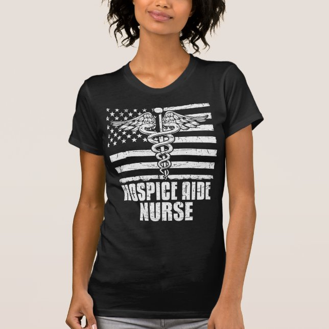 Hospice Assistance Nurse American Flag T-Shirt (Vorderseite)