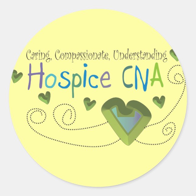 Hospice CNA Green Hearts Runder Aufkleber (Vorderseite)