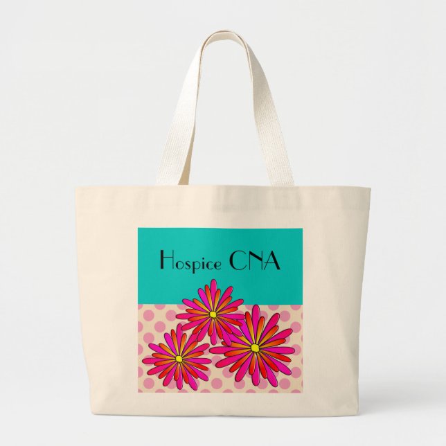 Hospice CNA Pflegeassistent Floral Jumbo Stoffbeutel (Vorne)