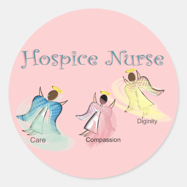 Hospice Nurse 3 Angels Design Runder Aufkleber (Vorderseite)