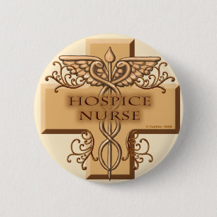 Hospice Nurse Caduceus Button