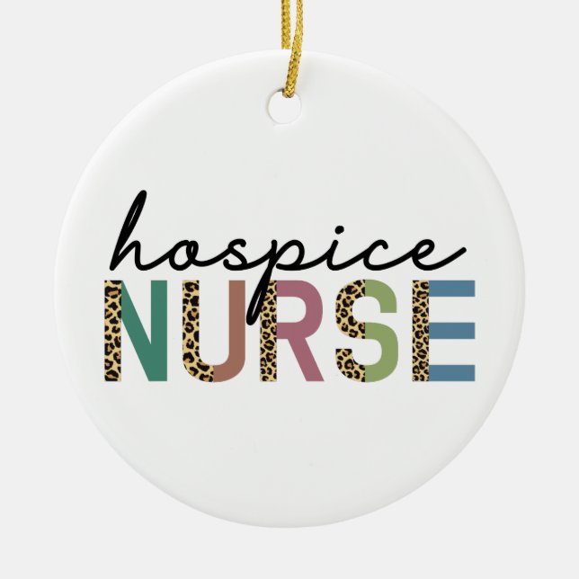Hospice Nurse Cheetah Typografie Keramik Ornament (Vorne)
