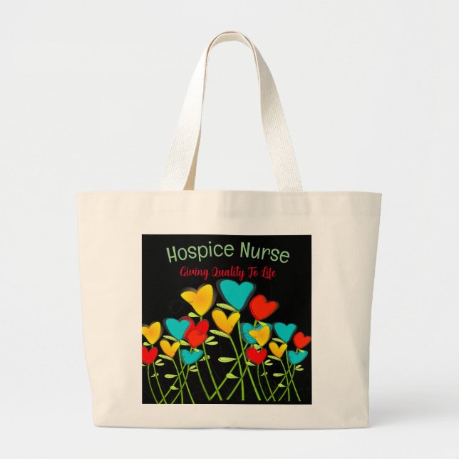 Hospice Nurse Hearts Jumbo Stoffbeutel (Vorne)