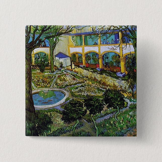 Hospital Courtyard at Arles Van Gogh Kunst Button (Vorderseite)